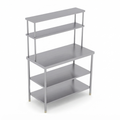 SS Working Table with 2 Under Shelves &amp; 2 Overhead Shelves (2US &amp; 2OHS)