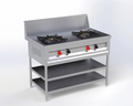 SS 2 Burner North Indian Cooking Range with Drain, Ashtray & Pilot Lamp