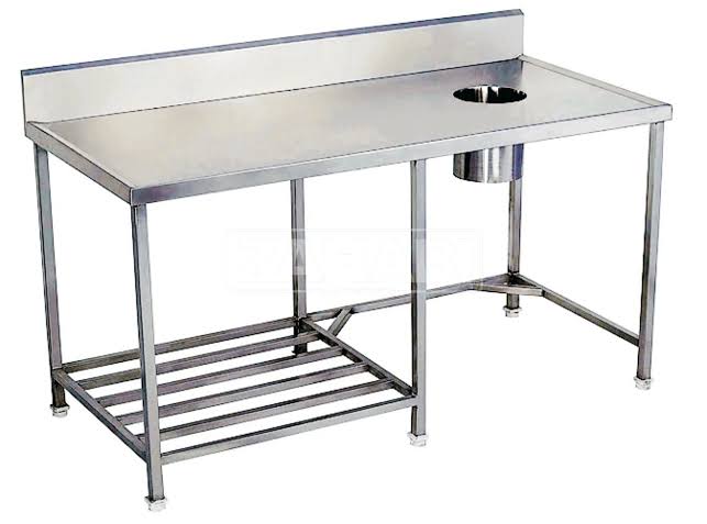 SS Dish Landing Table With Garbage Hole
